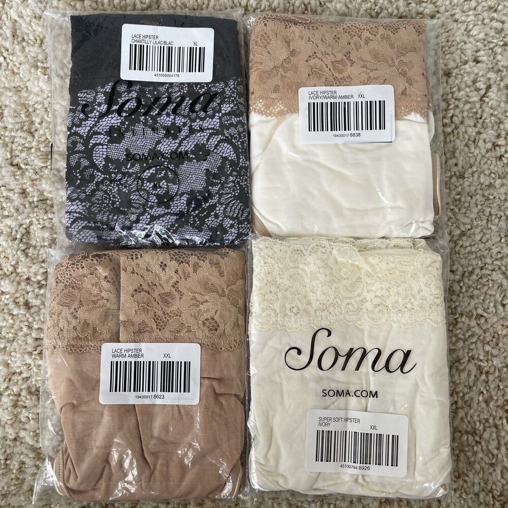 Soma Embraceable Lace Hipster Panties XXL - Lot Of 4 - New In Package - Picture 2 of 10